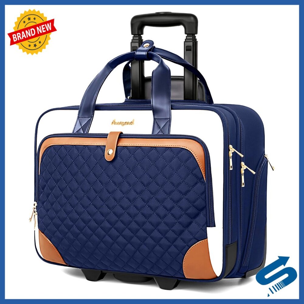Rolling Laptop Briefcase Lightweight Underseat Carry On Travel Business Work